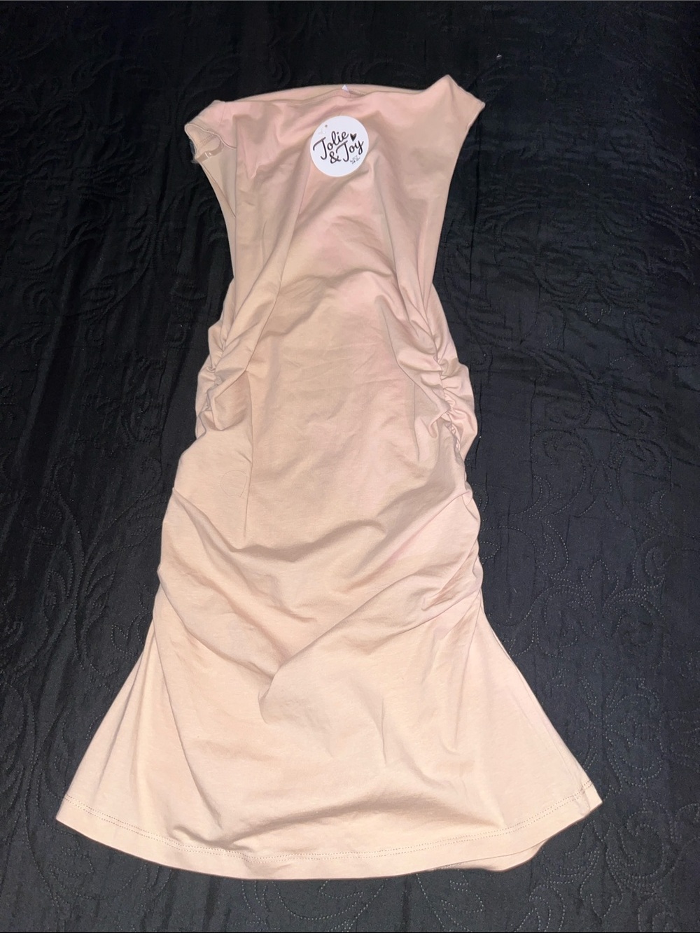 Jolie & Joy Sleeveless Ruched Midi Dress in Blush Pink